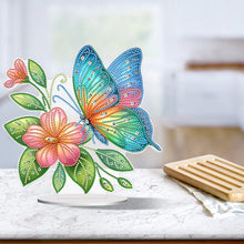 Lade das Bild in den Galerie-Viewer, Blumen-Schmetterling – einseitig gebohrter Acryl-Diamant-Desktop-Ornament