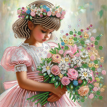 Lade das Bild in den Galerie-Viewer, Blumenmädchen-Teil-Special Diamond Painting-30x30cm