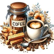 Lade das Bild in den Galerie-Viewer, Kaffee Freizeit-Voll Round Diamond Painting-30x30cm