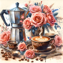 Lade das Bild in den Galerie-Viewer, Kaffee Freizeit-Voll Round Diamond Painting-30x30cm