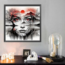 Lade das Bild in den Galerie-Viewer, Frauenkopf Portrait Landschaft-Voll Round Diamond Painting-50x50cm