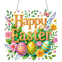 Lade das Bild in den Galerie-Viewer, Frohe Ostern Kranz - Einseitig - Diamant-Anhänger