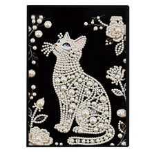 Lade das Bild in den Galerie-Viewer, Blumen und Katze - DIY Diamant Painting Notizbuch 50 Seiten