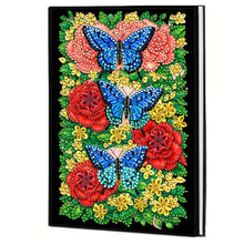 Lade das Bild in den Galerie-Viewer, Schmetterlinge und Rosen - DIY Diamant Painting Notizbuch 50 Seiten