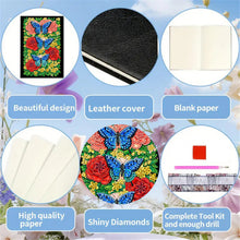 Lade das Bild in den Galerie-Viewer, Schmetterlinge und Rosen - DIY Diamant Painting Notizbuch 50 Seiten