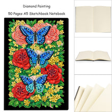 Lade das Bild in den Galerie-Viewer, Schmetterlinge und Rosen - DIY Diamant Painting Notizbuch 50 Seiten
