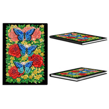 Lade das Bild in den Galerie-Viewer, Schmetterlinge und Rosen - DIY Diamant Painting Notizbuch 50 Seiten