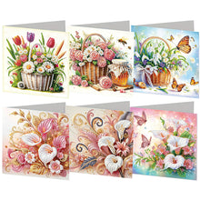 Lade das Bild in den Galerie-Viewer, 6 Stk./Set Blumenstrauß - Diamant-Grußkarten
