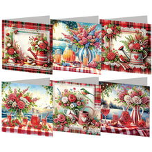Lade das Bild in den Galerie-Viewer, 6 Stk./Set Blumenstrauß - Diamant-Grußkarten