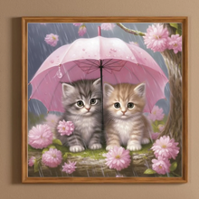 Lade das Bild in den Galerie-Viewer, Regenschirmkätzchen -Voll Diamond Painting 40*40CM