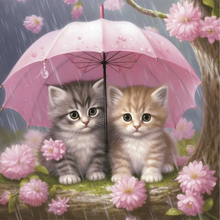 Lade das Bild in den Galerie-Viewer, Regenschirmkätzchen -Voll Diamond Painting 40*40CM