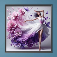 Lade das Bild in den Galerie-Viewer, Blumentanz-Mädchen -Diamond Painting 40*40