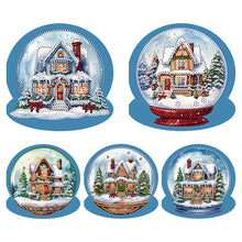 Lade das Bild in den Galerie-Viewer, 5 Stück/Set Weihnachtshaus-Diamant-Grußkarten