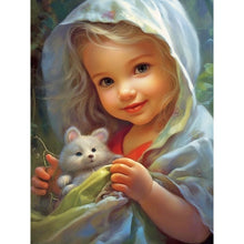 Lade das Bild in den Galerie-Viewer, Curly Hair Big Eyed Girl-Full Round/Square Diamond Painting-30x40cm/40x50cm/50x70cm