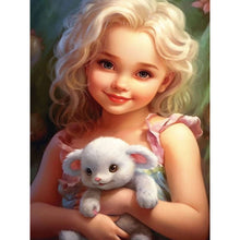 Lade das Bild in den Galerie-Viewer, Curly Hair Big Eyed Girl-Full Round/Square Diamond Painting-30x40cm/40x50cm/50x70cm