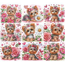 Lade das Bild in den Galerie-Viewer, Blumen-Yorkshire-Terrier-Teil-Special Diamond Painting-35x30cm