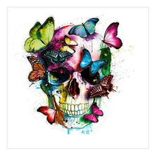 Lade das Bild in den Galerie-Viewer, Schmetterling Liebe Schädel - voller runder Diamant - 35x35cm