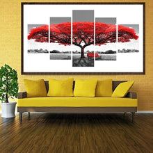 Lade das Bild in den Galerie-Viewer, Roter Baum 5 - Bild - voller runder Diamant - 95x45cm