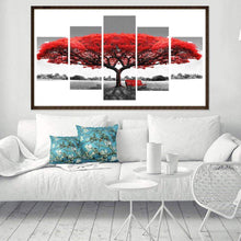 Lade das Bild in den Galerie-Viewer, Roter Baum 5 - Bild - voller runder Diamant - 95x45cm