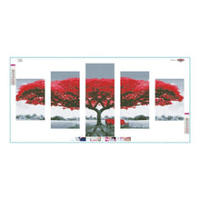 Lade das Bild in den Galerie-Viewer, Roter Baum 5 - Bild - voller runder Diamant - 95x45cm