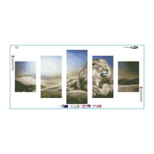 Lade das Bild in den Galerie-Viewer, Lion 5 - Bilder - voller runder Diamant - 95x45cm