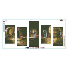 Lade das Bild in den Galerie-Viewer, Rotwein 5 - Bilder - voller runder Diamant - 95x45cm