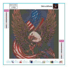 Lade das Bild in den Galerie-Viewer, Adler-Flagge - voller runder Diamant - 30x30cm