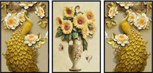 Lade das Bild in den Galerie-Viewer, Pfau Sonnenblume - voller runder Diamant - 92x45cm