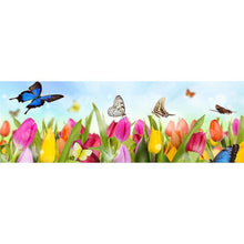 Lade das Bild in den Galerie-Viewer, Schmetterling Blume - volle Runde Diamant-Malerei - 80x30cm