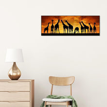 Lade das Bild in den Galerie-Viewer, Sonnenuntergang Giraffen - volle Runde Diamant-Malerei - 80x30cm