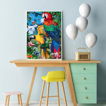 Lade das Bild in den Galerie-Viewer, Bunte Papageien - volle Diamant-Malerei - 30x40cm