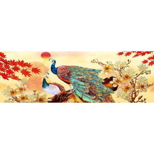 Lade das Bild in den Galerie-Viewer, Zwei Pfauen - volle Runde Diamant-Malerei - 80x30cm