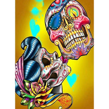 Lade das Bild in den Galerie-Viewer, Blumen Schädel - voller runder Diamant - 30x40cm