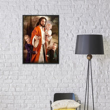 Lade das Bild in den Galerie-Viewer, Vater Kinder - voller runder Diamant - 40x30cm
