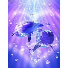 Lade das Bild in den Galerie-Viewer, Delphin Liebe - voller runder Diamant - 40x30cm