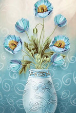 Lade das Bild in den Galerie-Viewer, Blaue Vase 5d voller runder Diamant - 92x45cm