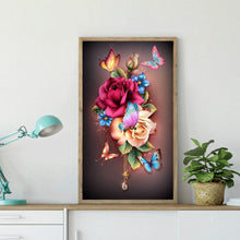 Lade das Bild in den Galerie-Viewer, Blumenschmetterling - voller runder Diamant - 30x48cm