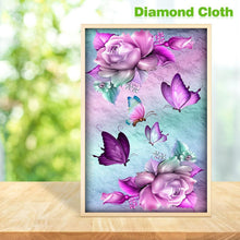 Lade das Bild in den Galerie-Viewer, Blumenschmetterling - voller runder Diamant - 30x48cm