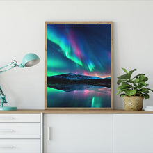 Lade das Bild in den Galerie-Viewer, Aurora Landschaft - voller runder Diamant - 40x30cm