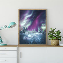 Lade das Bild in den Galerie-Viewer, Aurora Landschaft - voller runder Diamant - 40x30cm