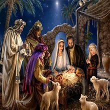 Lade das Bild in den Galerie-Viewer, Geburt von Jesus - voller runder Diamant - 40x30cm