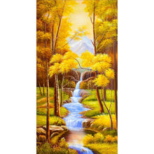 Lade das Bild in den Galerie-Viewer, Herbst-Landschaft - voller runder Diamant - 55x100cm