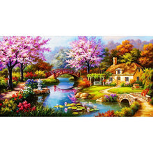 Lade das Bild in den Galerie-Viewer, Landschaft - voller runder Diamant - 55x100cm