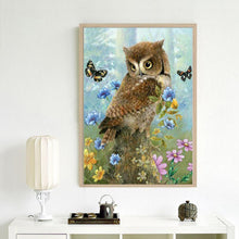 Lade das Bild in den Galerie-Viewer, Blume Eule - voller Diamant-Malerei - 30x40cm