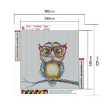 Lade das Bild in den Galerie-Viewer, Gläser Eule - voller runder Diamant - 30x30cm