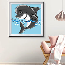 Lade das Bild in den Galerie-Viewer, Süße Delphin - voller Diamant-Malerei - 30x30cm