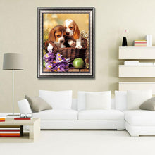 Lade das Bild in den Galerie-Viewer, Korb Hund - voller Diamant-Malerei - 30x40cm