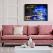 Lade das Bild in den Galerie-Viewer, Heller Mond auf See - volle Diamant-Malerei - 40x30cm