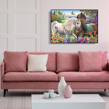 Lade das Bild in den Galerie-Viewer, Gartenpferde - voll diamantbemalende - 40x30cm