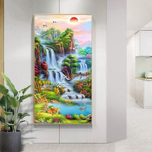 Lade das Bild in den Galerie-Viewer, Wasserfall - volle runde Diamant-Malerei - 85x45cm